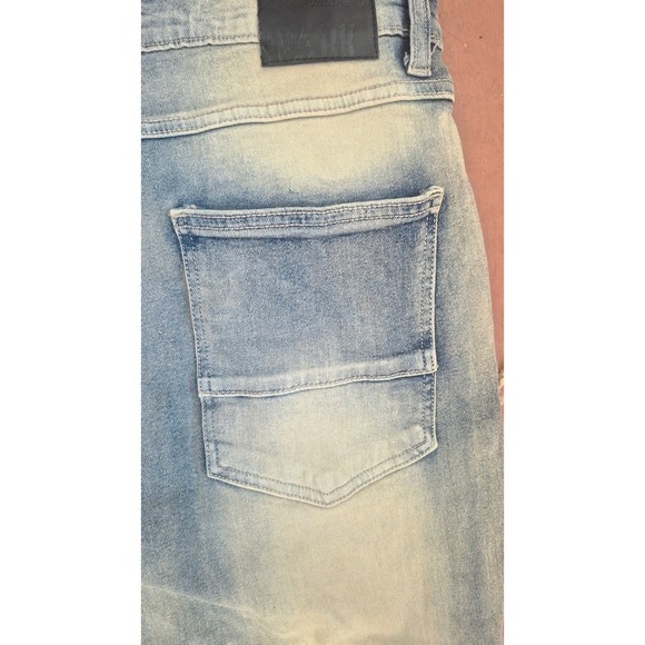 Spark Mens Premium Denim Studio Collection Flare Fit Distressed Jeans Blue 32x36 - Picture 10 of 11